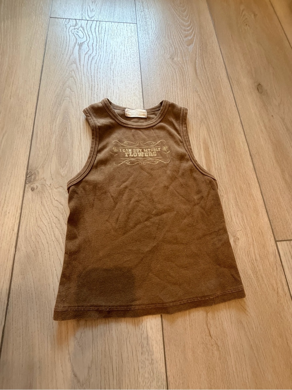 Altar'd State Brown Ribbed Graphic Tank